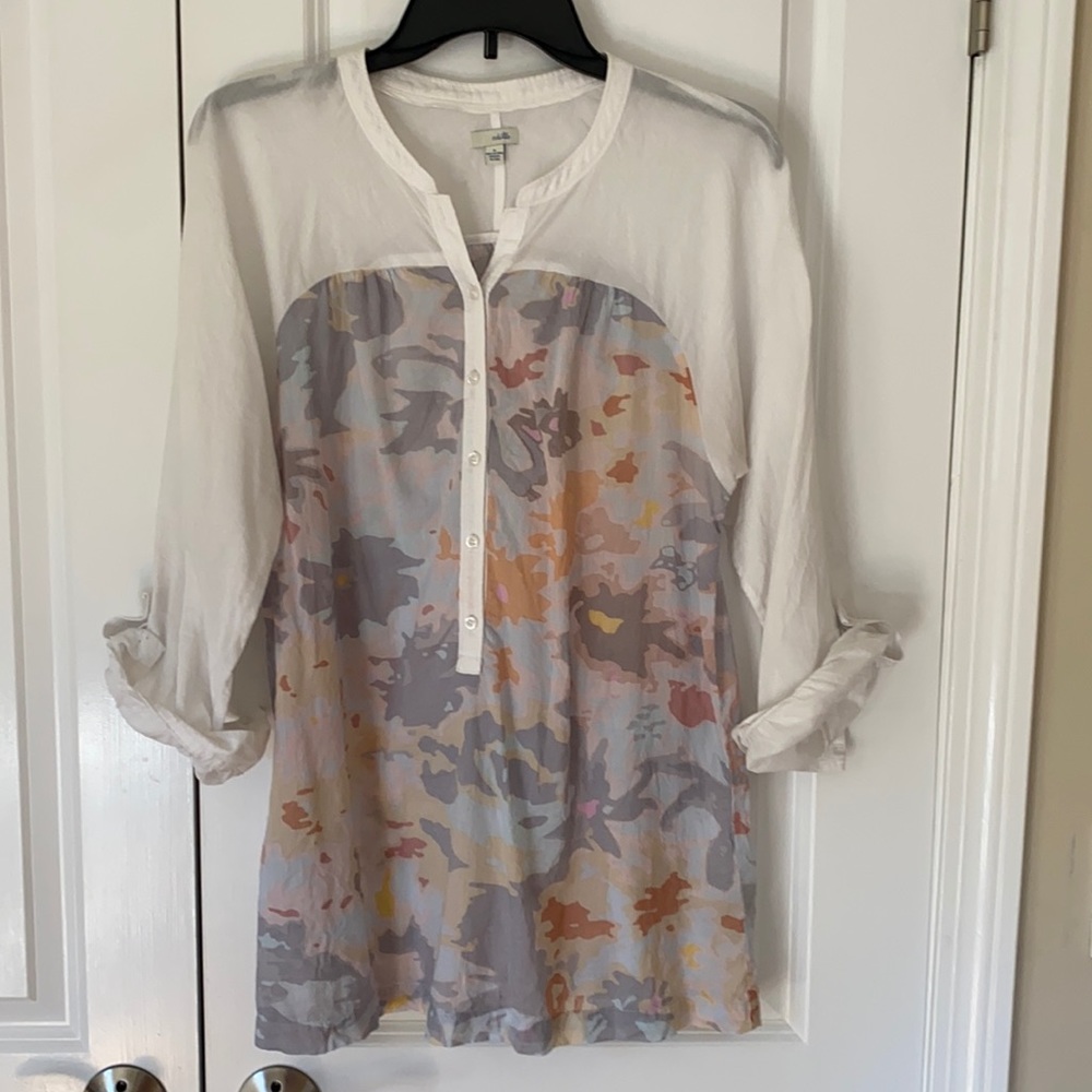 Anthropologie Odille camo tunic top blouse 8